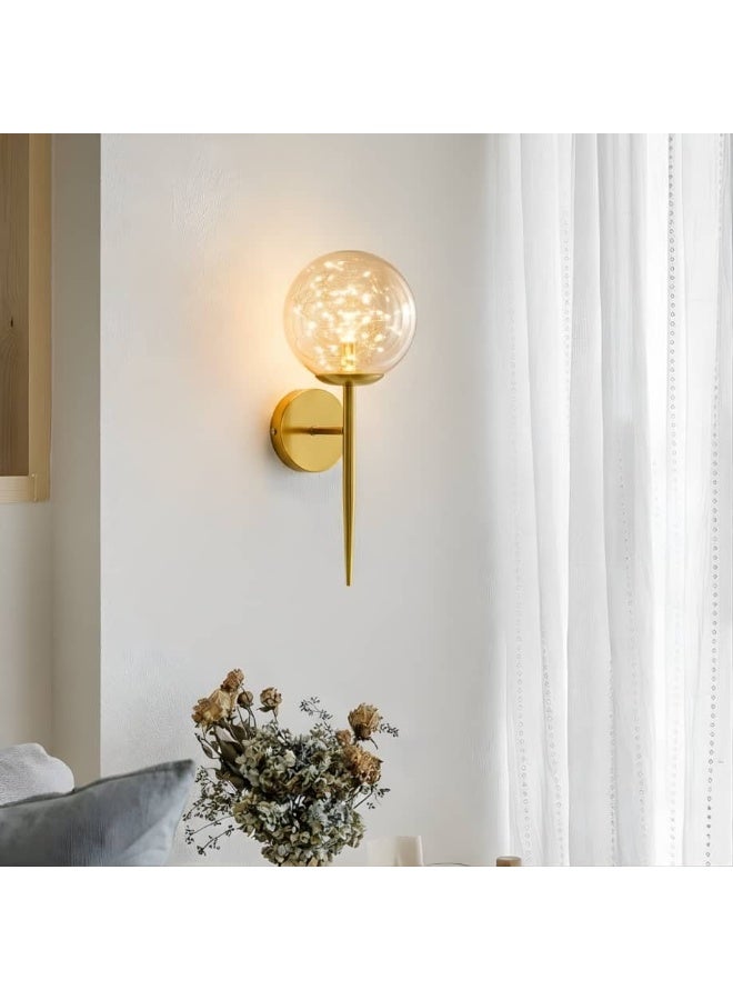 BAB Modern LED wall sconce with a gold base and glass ball - Image 1